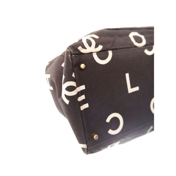 Chanel Logo Canvas Black and White Tote Bag - Picture 5 of 11